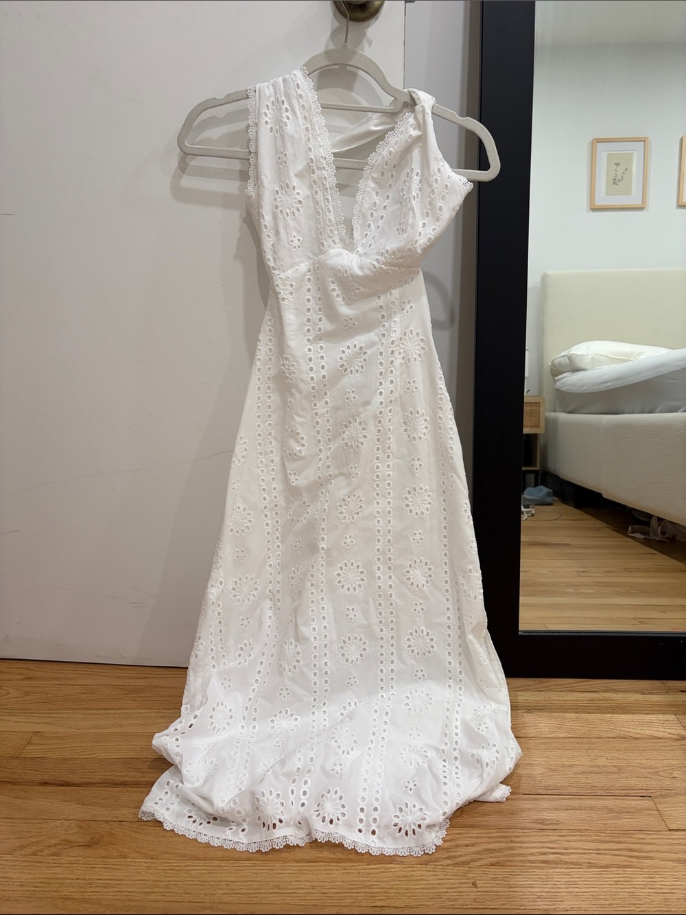 Dress Forum White Eyelet V-Neck Maxi Dress